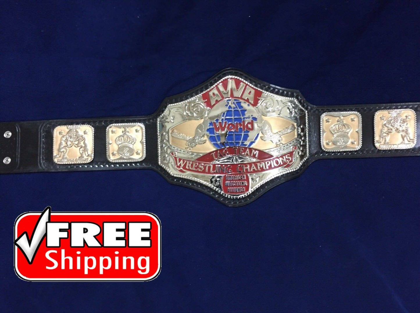 AWA WORLD TAG TEAM 24K GOLD Championship Belt