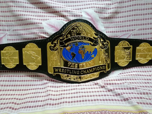 NWA WORLD TAG TEAM 24K GOLD Zinc Wrestling Championship Belt