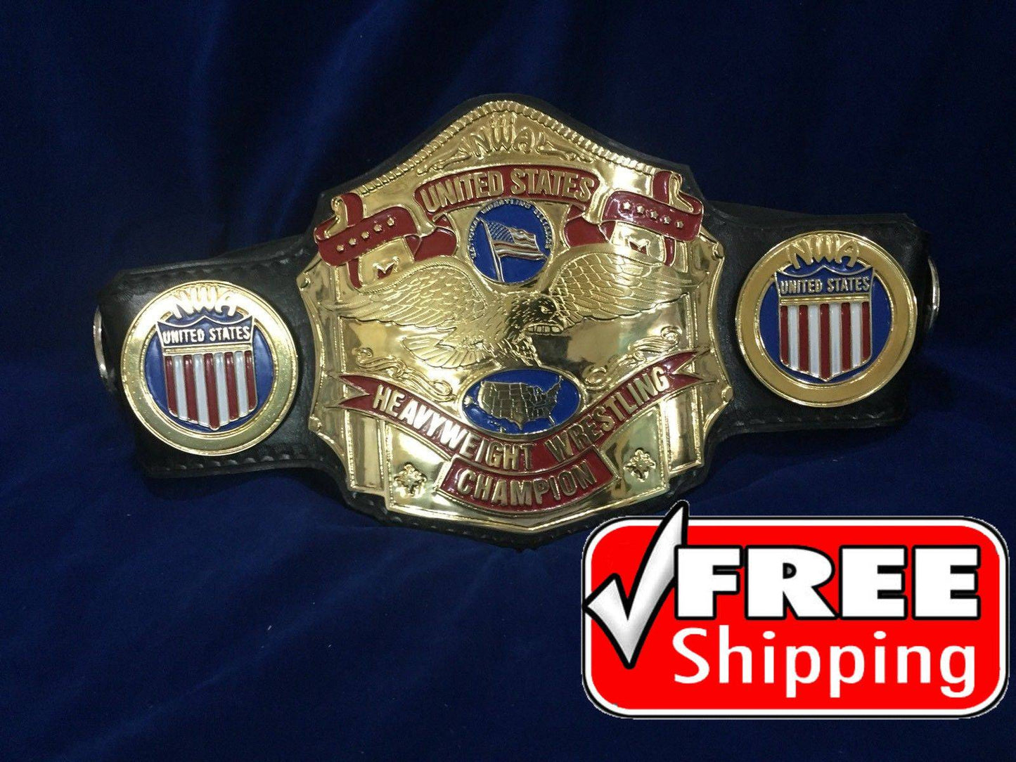 NWA UNITED STATES HEAVYWEIGHT 24K GOLD Zinc Championship Belt