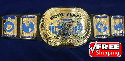 WWF INTERCONTINENTAL OVAL 24K GOLD Championship Belt